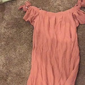 pink off the shoulder dress